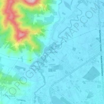 Mapa topográfico Guayabo, altitud, relieve