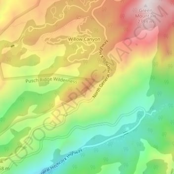 Mapa topográfico Lizard Rock, altitud, relieve