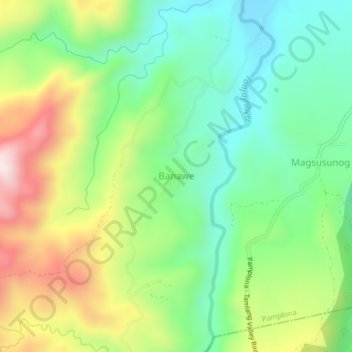 Mapa topográfico Banawe, altitud, relieve
