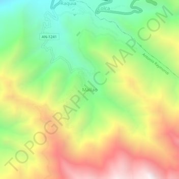 Mapa topográfico Mallao, altitud, relieve