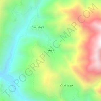 Mapa topográfico Tuluce, altitud, relieve