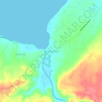 Mapa topográfico Balingasay, altitud, relieve
