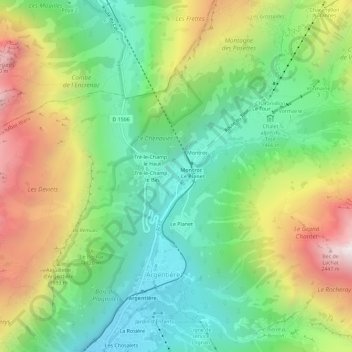 Mapa topográfico Les Frasserands, altitud, relieve