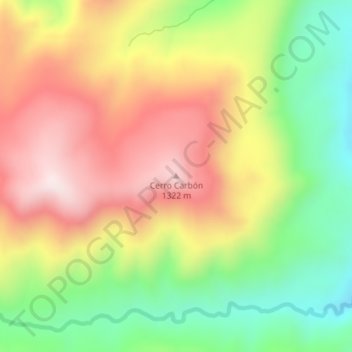 Mapa topográfico Cerro Carbón, altitud, relieve