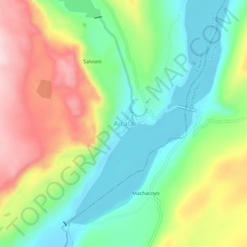 Mapa topográfico Arcata, altitud, relieve
