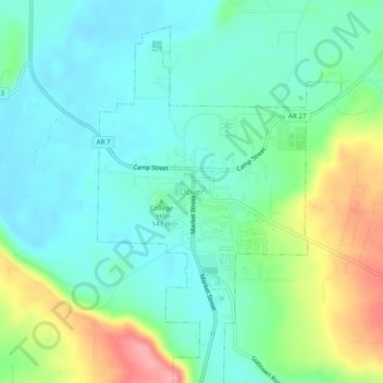 Mapa topográfico Dover, altitud, relieve
