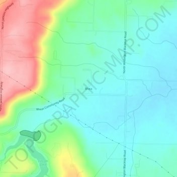 Mapa topográfico Rhea, altitud, relieve