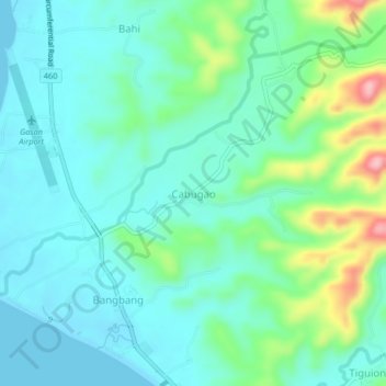Mapa topográfico Cabugao, altitud, relieve