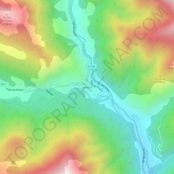Mapa topográfico Javierre, altitud, relieve