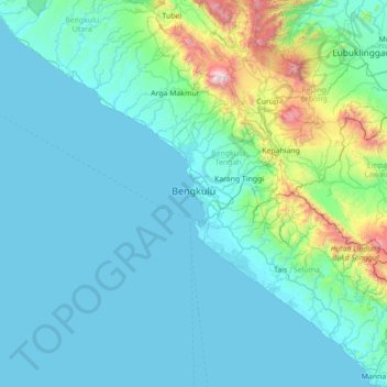Mapa topográfico Ratu Samban, altitud, relieve