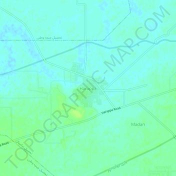Mapa topográfico Harappa, altitud, relieve