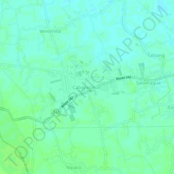 Mapa topográfico Cabayaoasan, altitud, relieve
