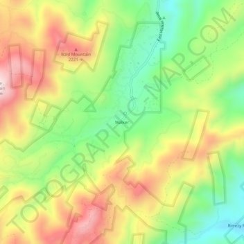 Mapa topográfico Walker, altitud, relieve