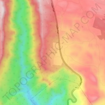 Mapa topográfico Simbal, altitud, relieve