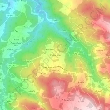 Mapa topográfico O Val de Deus, altitud, relieve