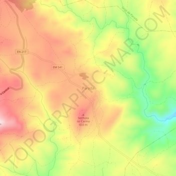 Mapa topográfico Parada, altitud, relieve