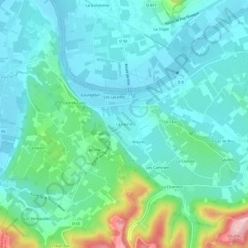 Mapa topográfico La Faurie, altitud, relieve