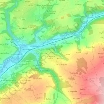 Mapa topográfico Pesmarch, altitud, relieve