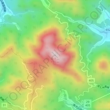 Mapa topográfico Mount Futago, altitud, relieve