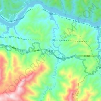 Mapa topográfico 茶镇, altitud, relieve