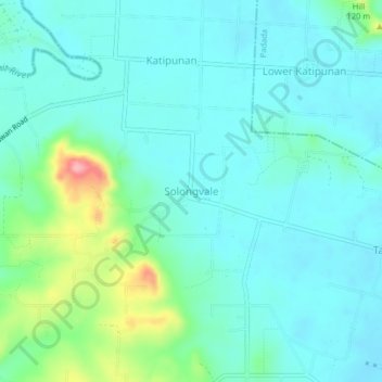 Mapa topográfico Solongvale, altitud, relieve