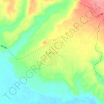Mapa topográfico Bejucales, altitud, relieve