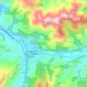 Mapa topográfico Helgueras, altitud, relieve