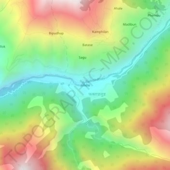 Mapa topográfico Tapethok, altitud, relieve