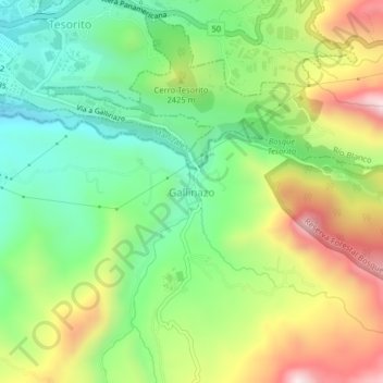 Mapa topográfico Gallinazo, altitud, relieve