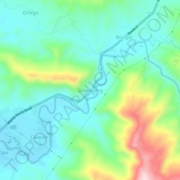 Mapa topográfico Guinabang, altitud, relieve