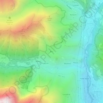 Mapa topográfico Bani, altitud, relieve