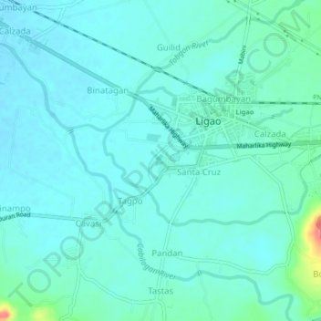 Mapa topográfico Tomolin, altitud, relieve