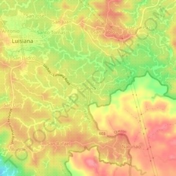 Mapa topográfico San Pedro, altitud, relieve