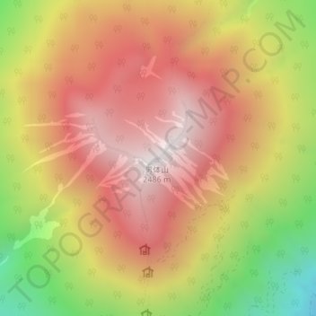 Mapa topográfico Mount Nantai, altitud, relieve