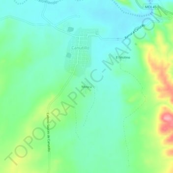 Mapa topográfico Moscú, altitud, relieve