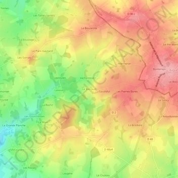 Mapa topográfico Le Barraud, altitud, relieve