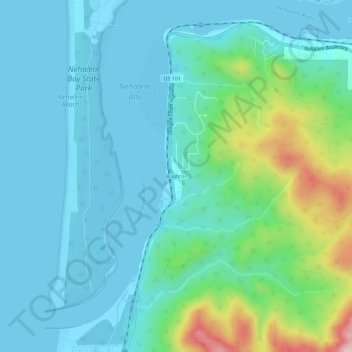 Mapa topográfico Brighton, altitud, relieve