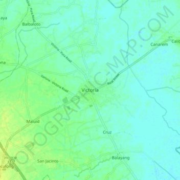 Mapa topográfico Victoria, altitud, relieve