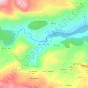 Mapa topográfico Los Hermanos, altitud, relieve
