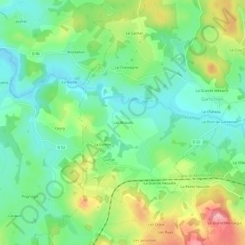 Mapa topográfico Las Brouas, altitud, relieve
