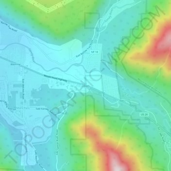 Mapa topográfico Zigzag, altitud, relieve