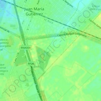 Mapa topográfico Parque Pereyra Iraola, altitud, relieve