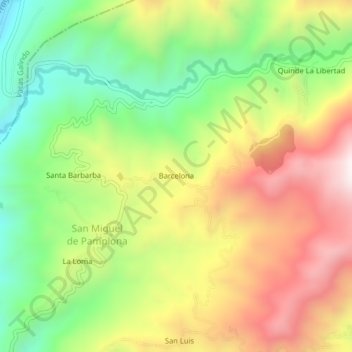 Mapa topográfico Barcelona, altitud, relieve