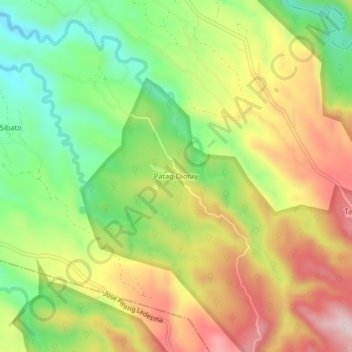 Mapa topográfico Patag Diotay, altitud, relieve