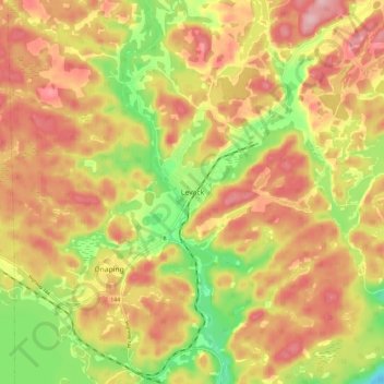 Mapa topográfico Levack, altitud, relieve
