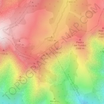 Mapa topográfico Puerto de Candeleda, altitud, relieve