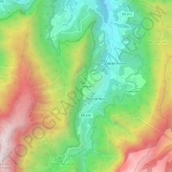 Mapa topográfico Tanque, altitud, relieve