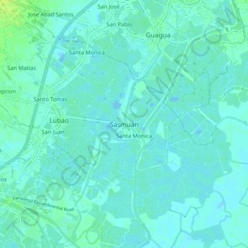 Mapa topográfico Sasmuan, altitud, relieve