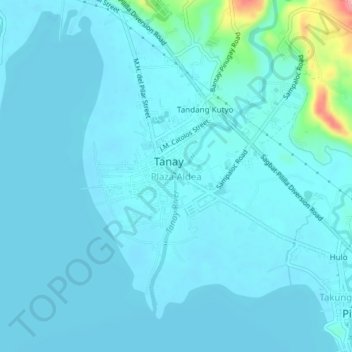 Mapa topográfico Plaza Aldea, altitud, relieve