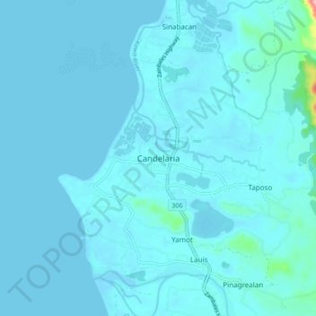Mapa topográfico Candelaria, altitud, relieve
